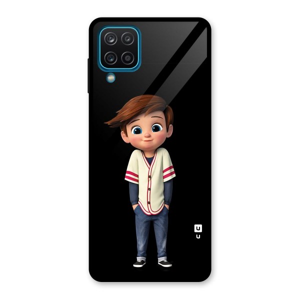 Cute Boy Tim Glass Back Case for Galaxy A12