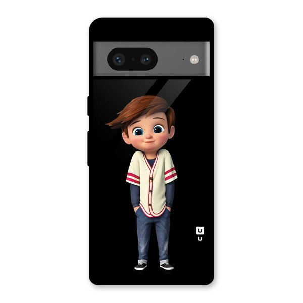 Cute Boy Tim Glass Back Case for Google Pixel 7