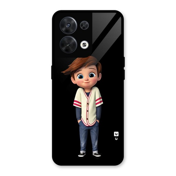 Cute Boy Tim Glass Back Case for Oppo Reno8 5G