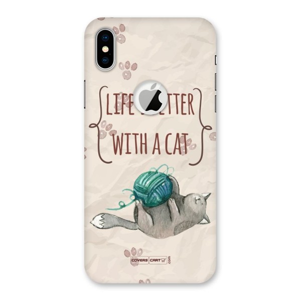 Cute Cat Back Case for iPhone XS Logo Cut