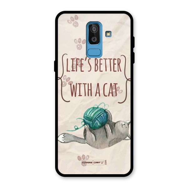 Cute Cat Glass Back Case for Galaxy J8