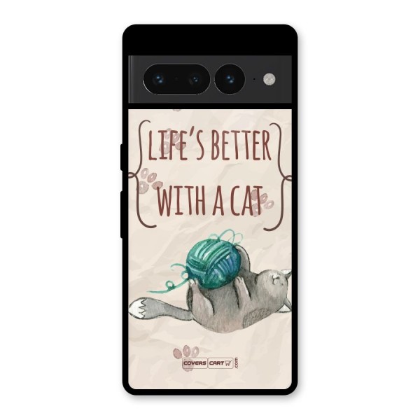 Cute Cat Glass Back Case for Google Pixel 7 Pro