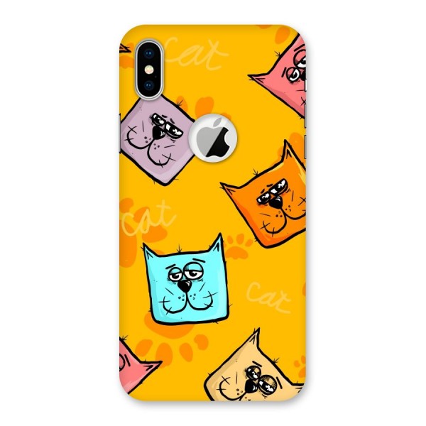 Cute Cat Pattern Back Case for iPhone XS Logo Cut