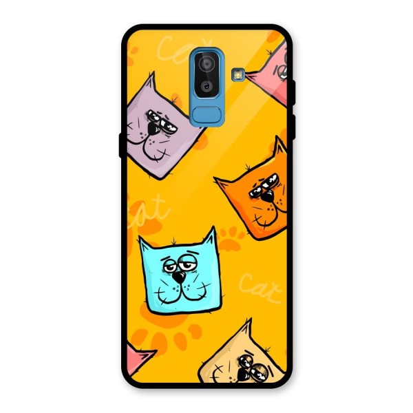 Cute Cat Pattern Glass Back Case for Galaxy J8