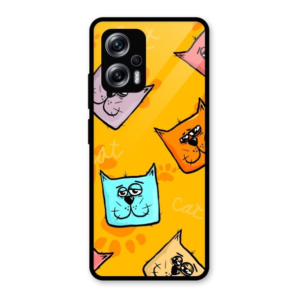 Cute Cat Pattern Glass Back Case for Redmi K50i