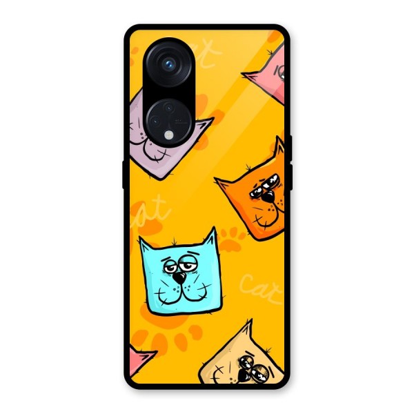 Cute Cat Pattern Glass Back Case for Reno8 T 5G