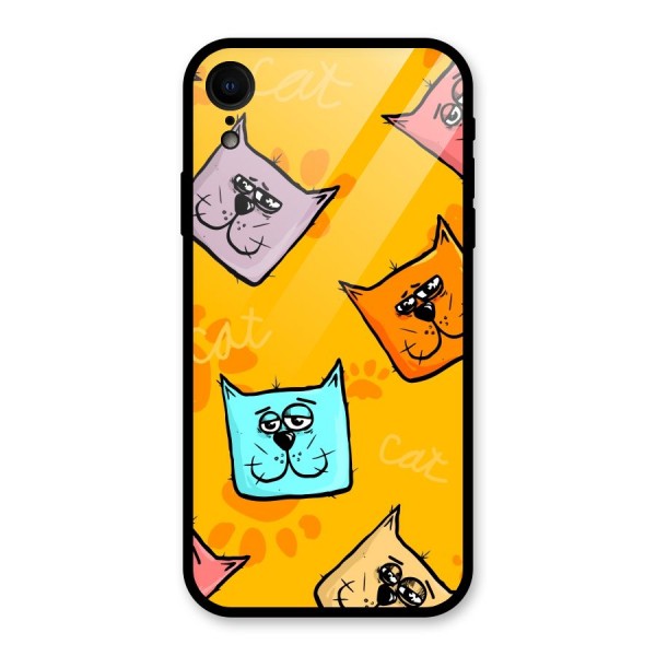 Cute Cat Pattern Glass Back Case for XR