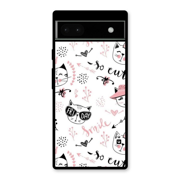 Cute Cat Swag Glass Back Case for Google Pixel 6a