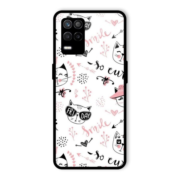 Cute Cat Swag Glass Back Case for Realme 9 5G