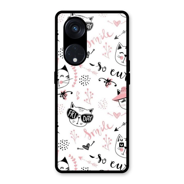 Cute Cat Swag Glass Back Case for Reno8 T 5G