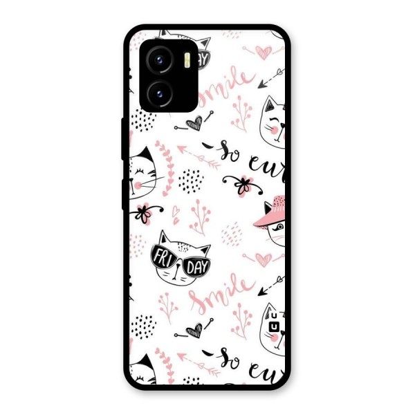 Cute Cat Swag Glass Back Case for Vivo Y15s