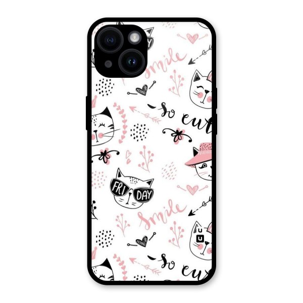 Cute Cat Swag Glass Back Case for iPhone 14