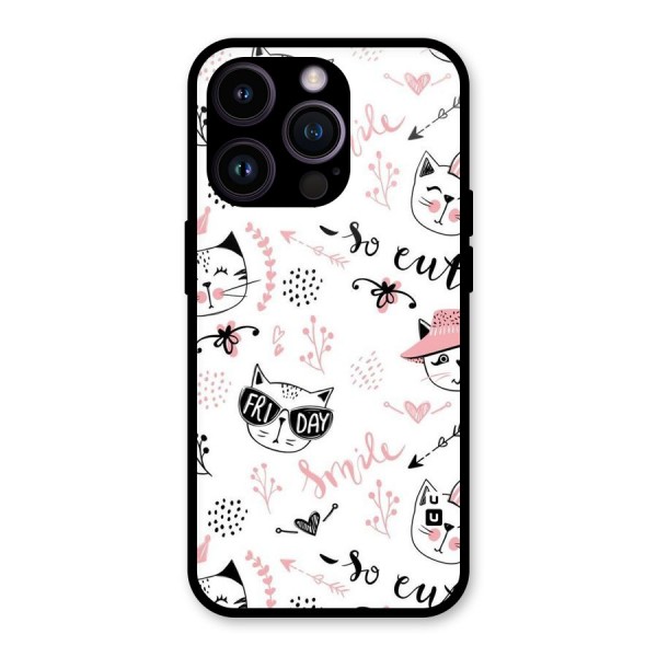 Cute Cat Swag Glass Back Case for iPhone 14 Pro