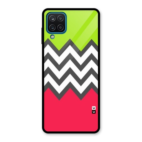 Cute Chevron Glass Back Case for Galaxy A12