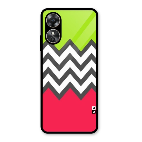 Cute Chevron Glass Back Case for Oppo A17