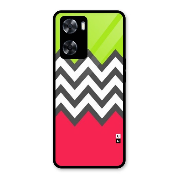 Cute Chevron Glass Back Case for Oppo A57 2022