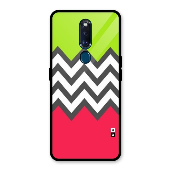 Cute Chevron Glass Back Case for Oppo F11 Pro