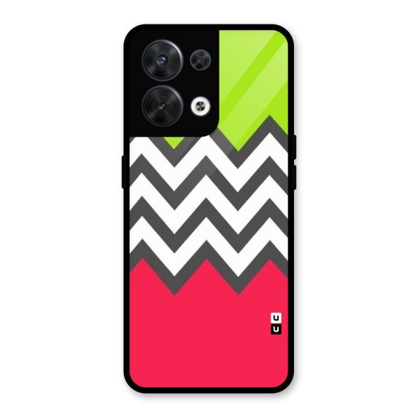 Cute Chevron Glass Back Case for Oppo Reno8 5G