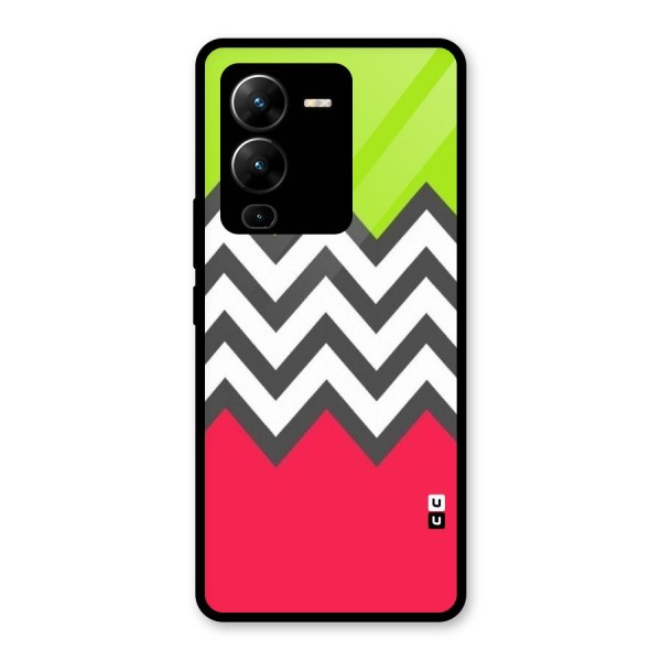 Cute Chevron Glass Back Case for Vivo V25 Pro