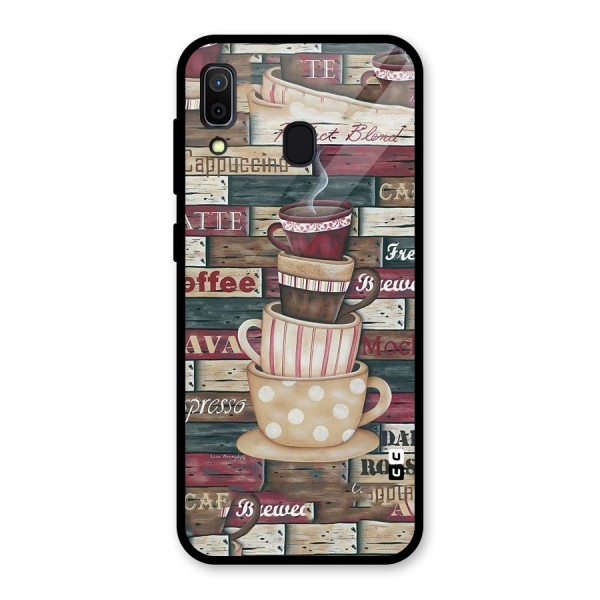 Cute Coffee Cups Glass Back Case for Galaxy A30