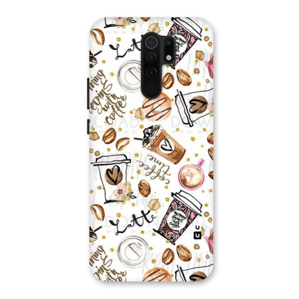 Cute Coffee Pattern Back Case for Redmi 9 Prime