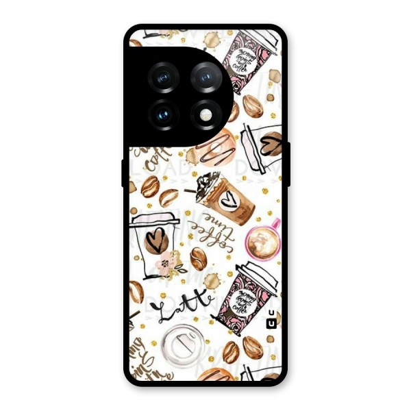 Cute Coffee Pattern Glass Back Case for OnePlus 11