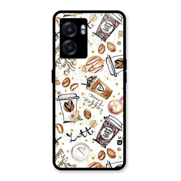 Cute Coffee Pattern Glass Back Case for Oppo K10 (5G)