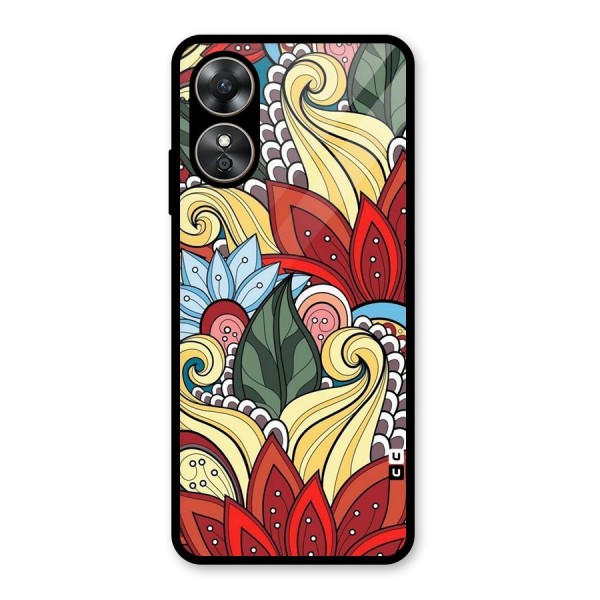 Cute Doodle Glass Back Case for Oppo A17