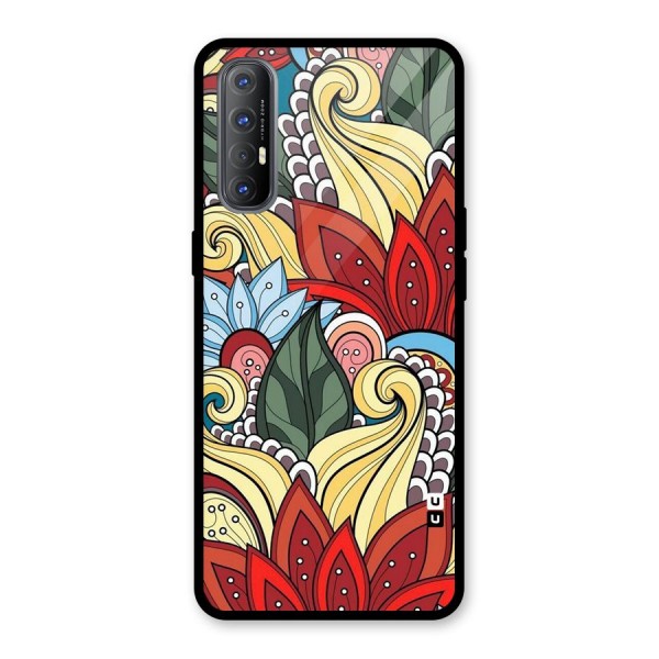 Cute Doodle Glass Back Case for Oppo Reno3 Pro