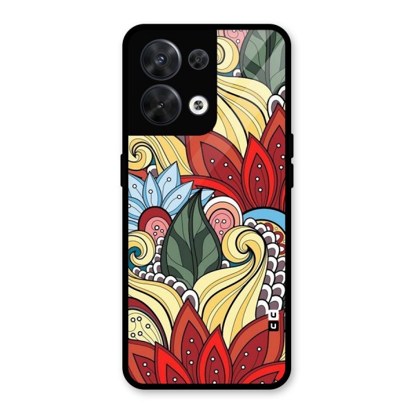 Cute Doodle Glass Back Case for Oppo Reno8 5G