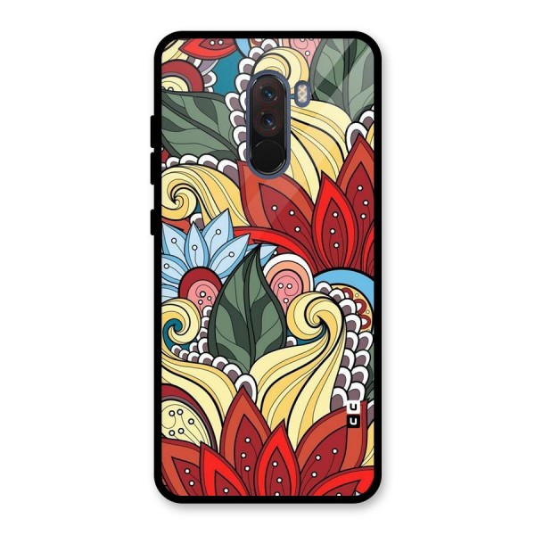 Cute Doodle Glass Back Case for Poco F1