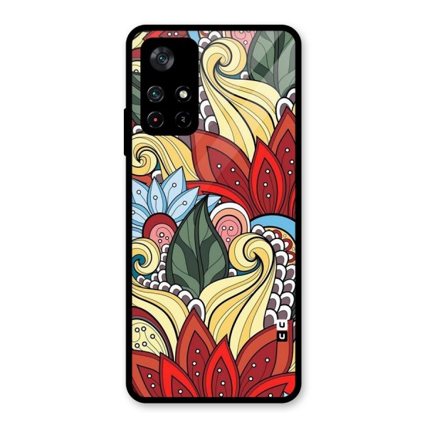 Cute Doodle Glass Back Case for Poco M4 Pro 5G