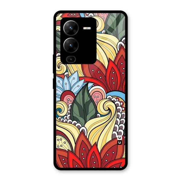 Cute Doodle Glass Back Case for Vivo V25 Pro