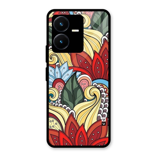 Cute Doodle Glass Back Case for Vivo Y22