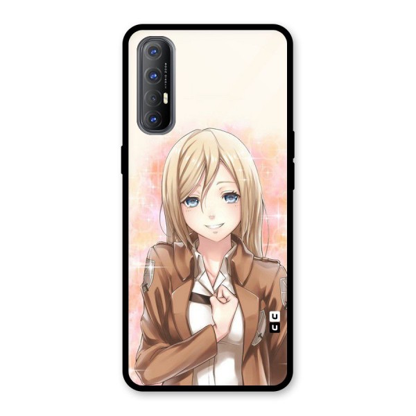 Cute Girl Art Glass Back Case for Oppo Reno3 Pro