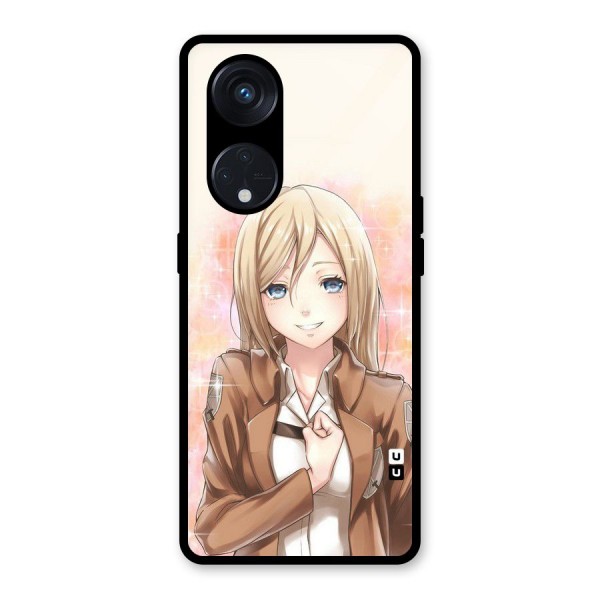 Cute Girl Art Glass Back Case for Reno8 T 5G