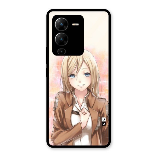 Cute Girl Art Glass Back Case for Vivo V25 Pro