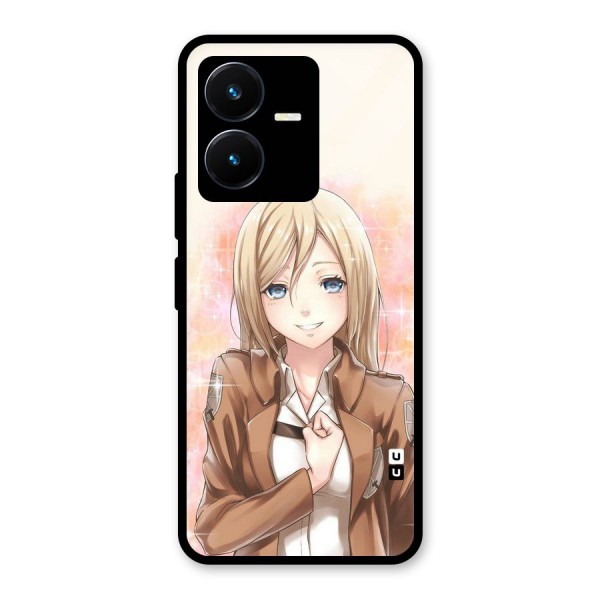 Cute Girl Art Glass Back Case for Vivo Y22