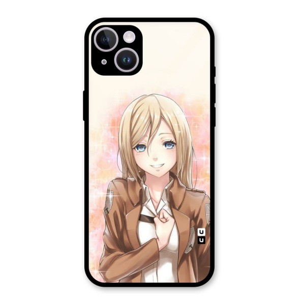 Cute Girl Art Glass Back Case for iPhone 14 Plus