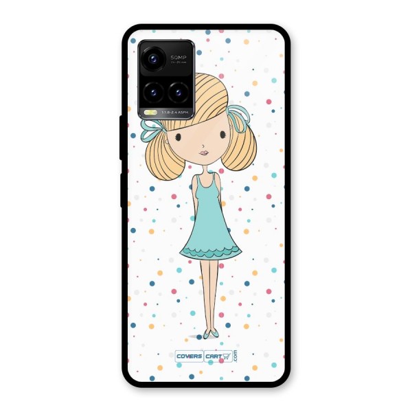 Cute Girl Glass Back Case for Vivo Y21 2021