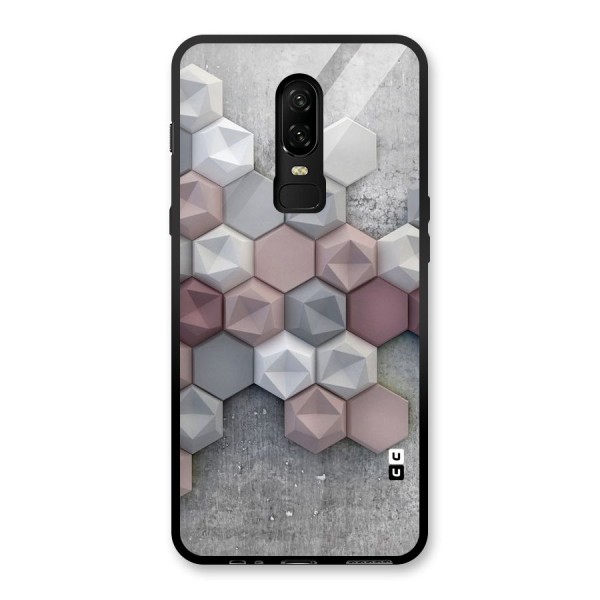 Cute Hexagonal Pattern Glass Back Case for OnePlus 6