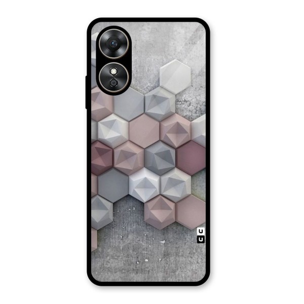 Cute Hexagonal Pattern Glass Back Case for Oppo A17