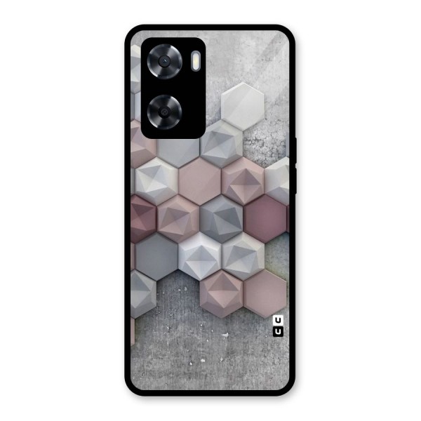 Cute Hexagonal Pattern Glass Back Case for Oppo A57 2022