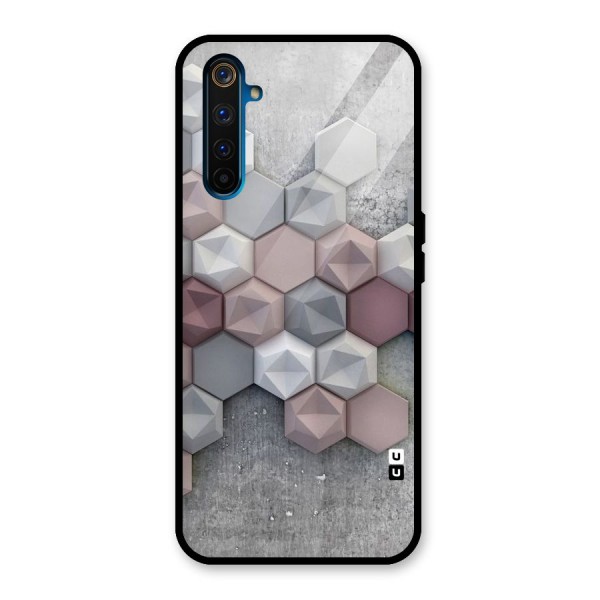 Cute Hexagonal Pattern Glass Back Case for Realme 6 Pro