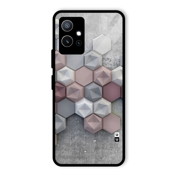 Cute Hexagonal Pattern Glass Back Case for Vivo T1 5G