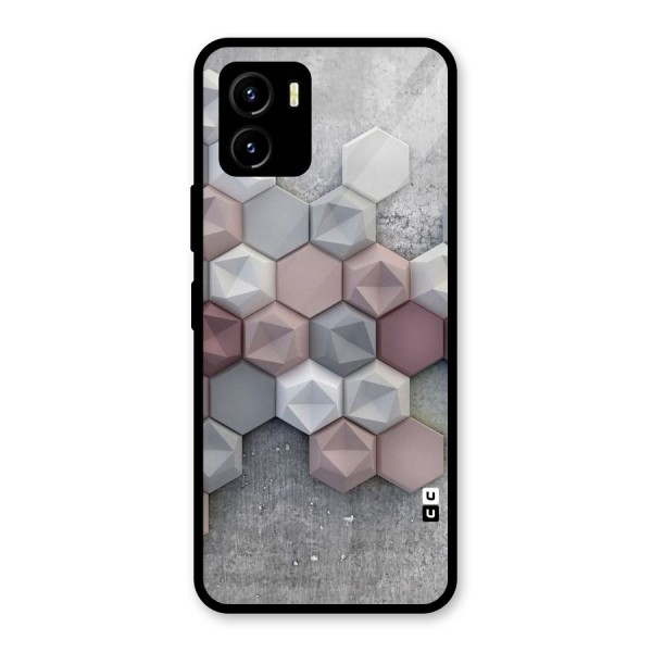 Cute Hexagonal Pattern Glass Back Case for Vivo Y15s