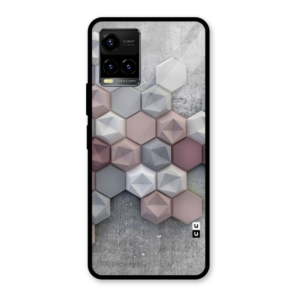 Cute Hexagonal Pattern Glass Back Case for Vivo Y21G