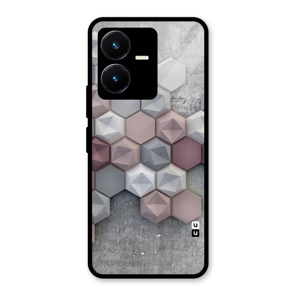 Cute Hexagonal Pattern Glass Back Case for Vivo Y22