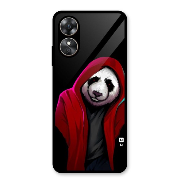 Cute Hoodie Panda Glass Back Case for Oppo A17