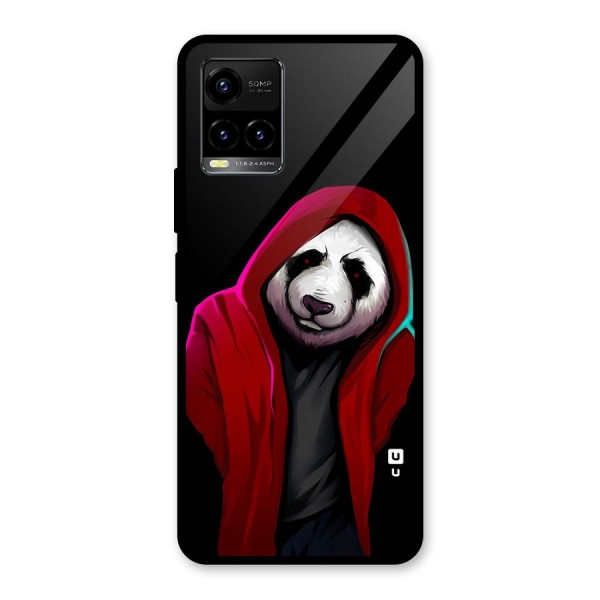 Cute Hoodie Panda Glass Back Case for Vivo Y21 2021